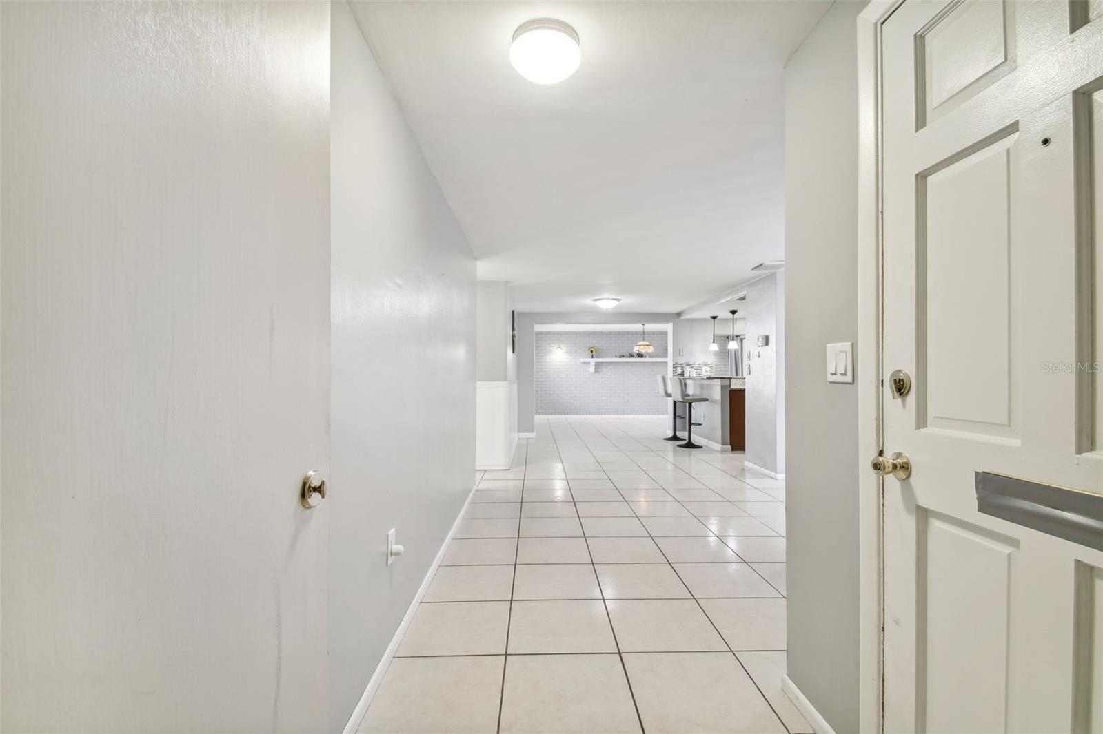 Tile flooring through.