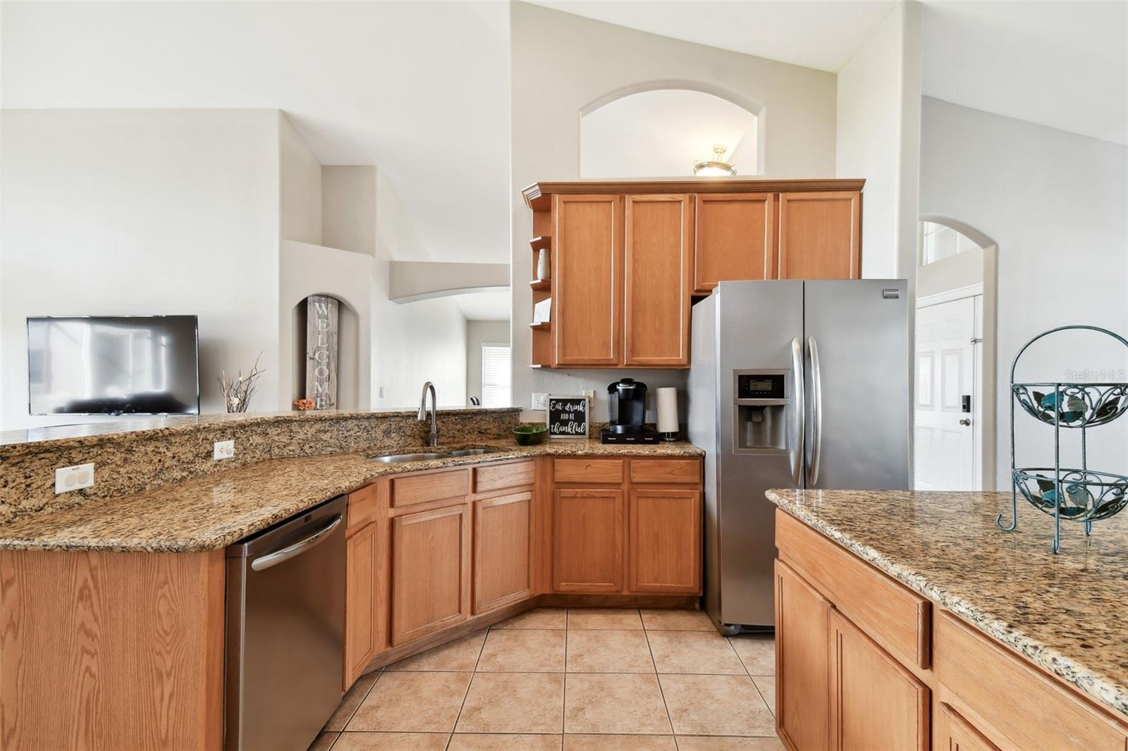 Kitchen with granite counters