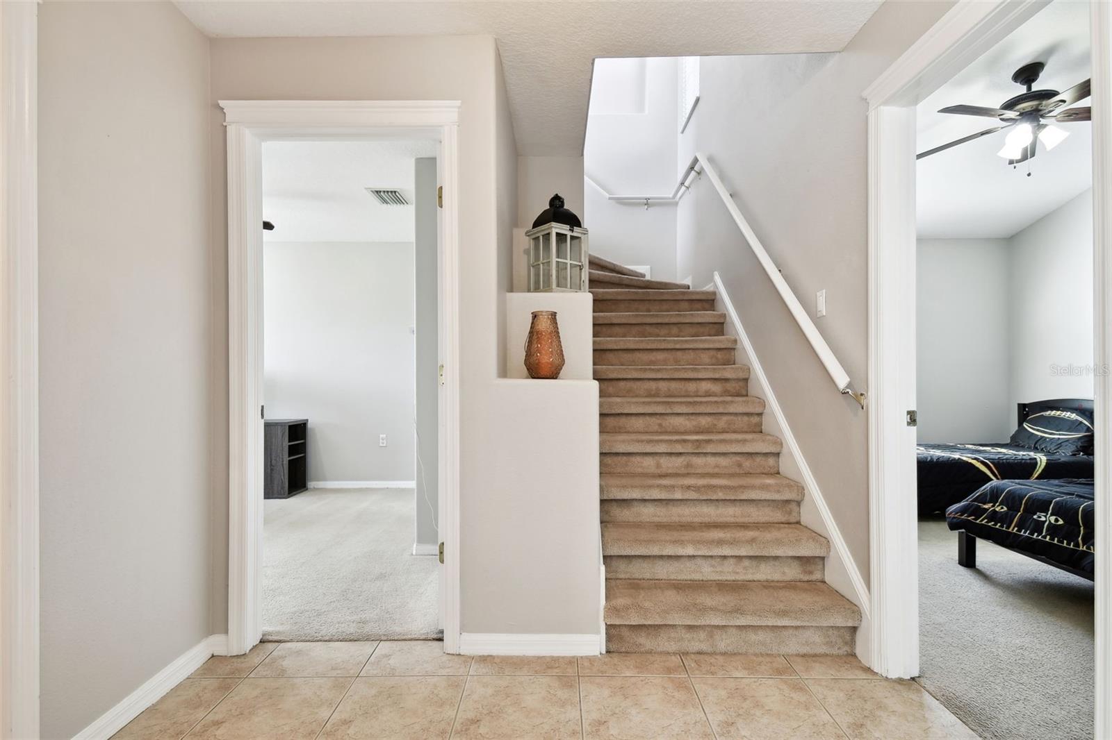 Stairs lead to bonus room