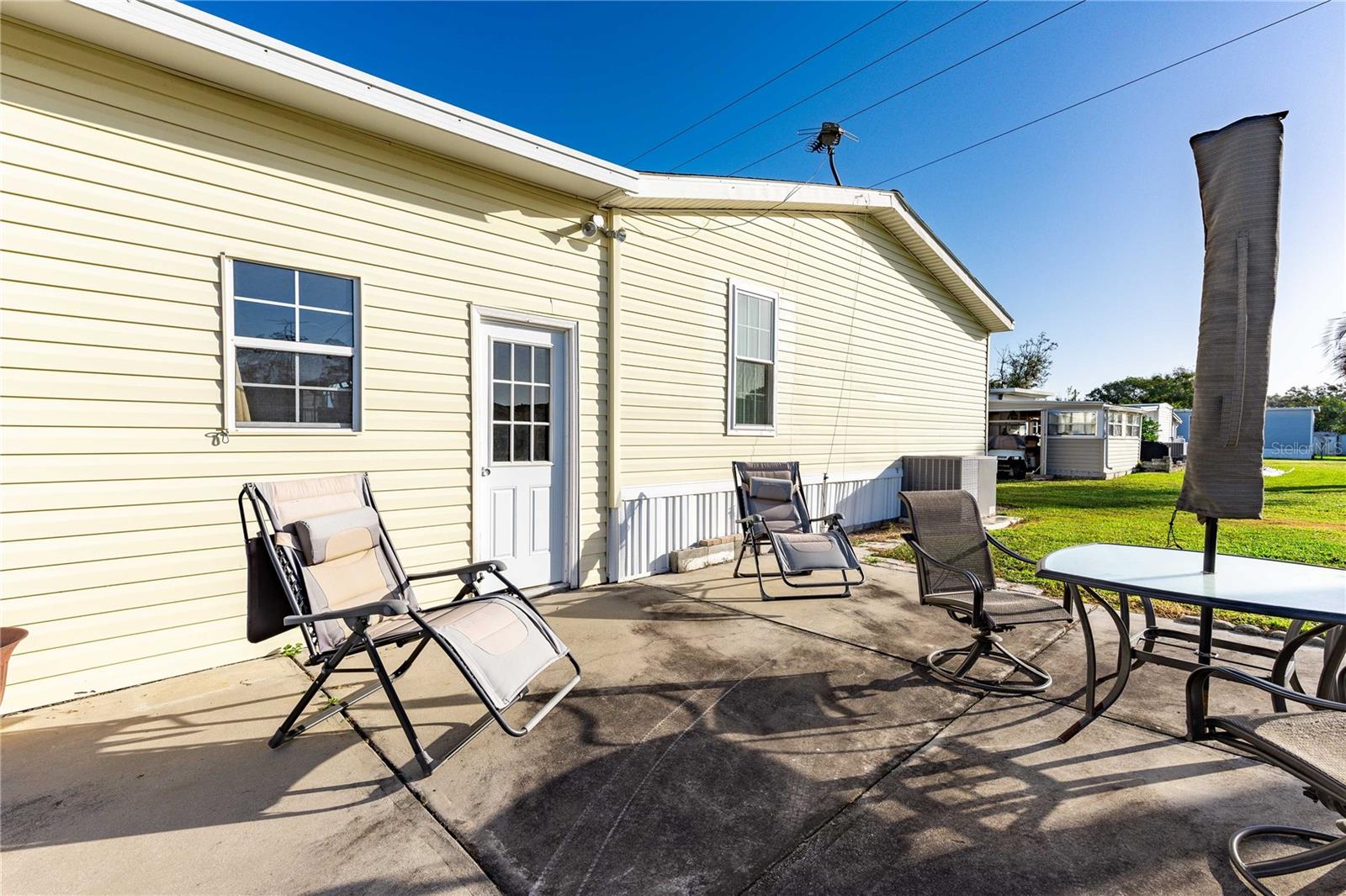 Backyard patio area,