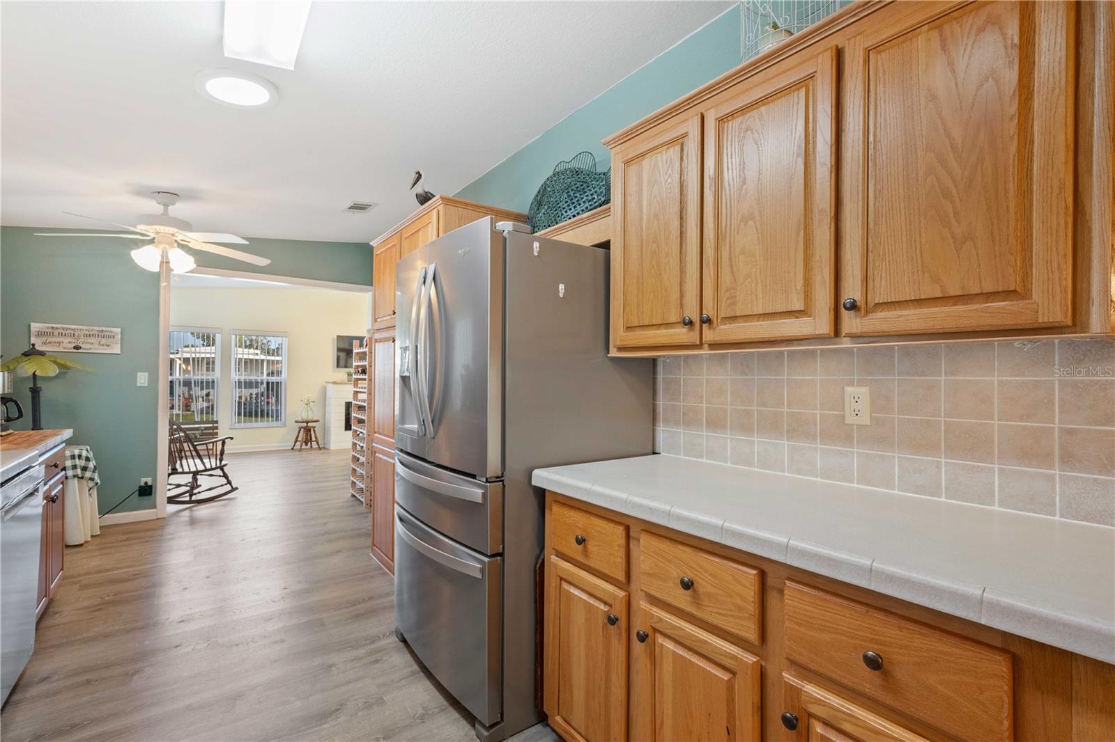 Dining area is open with kitchen and living room.