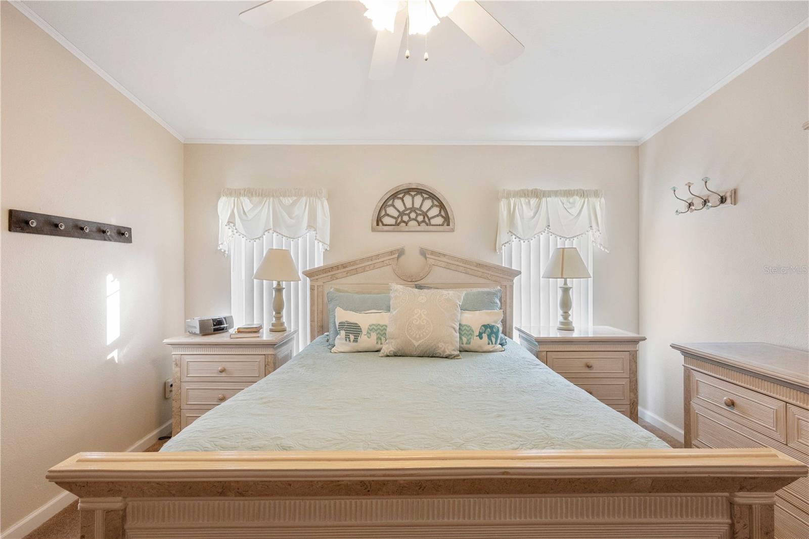 Double vanity in this primary retreat.