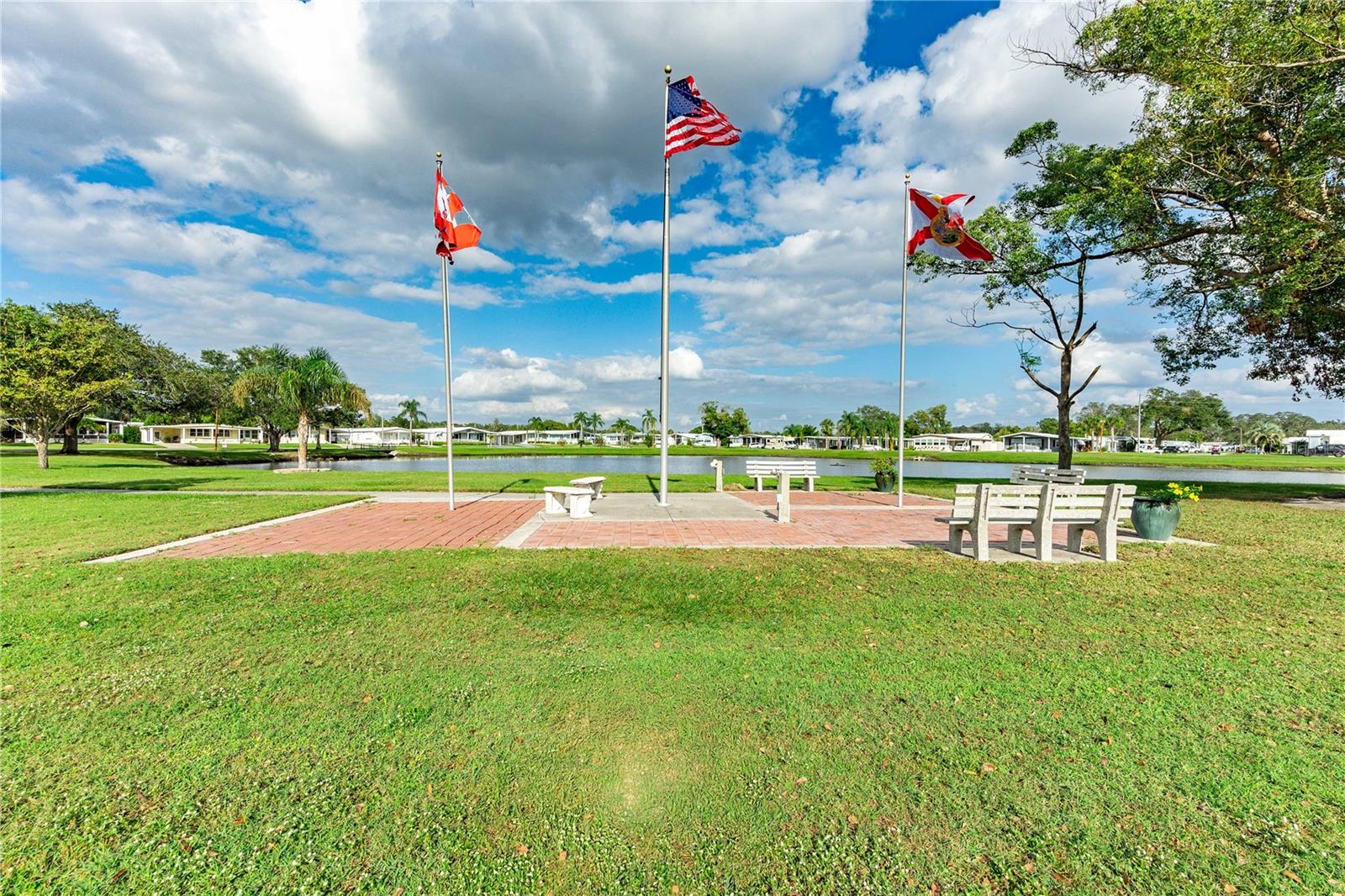 Memorial pond is a great walking area in this community.