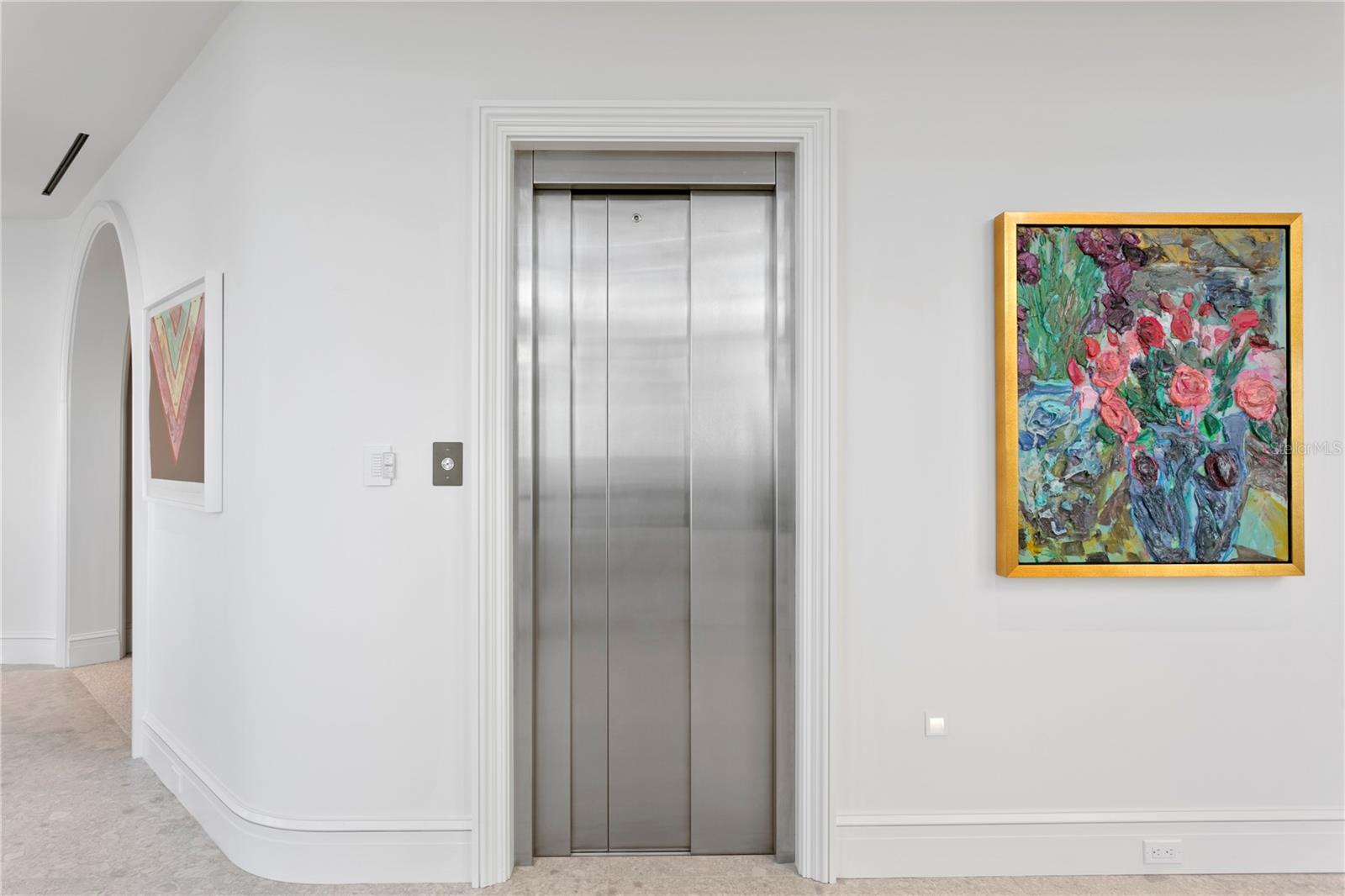 In-home private elevator from first to second floor for ultimate convenience