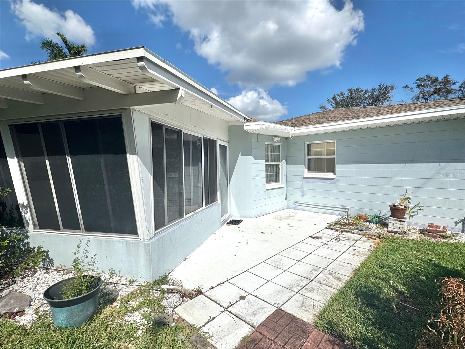 Rear elevation and patio