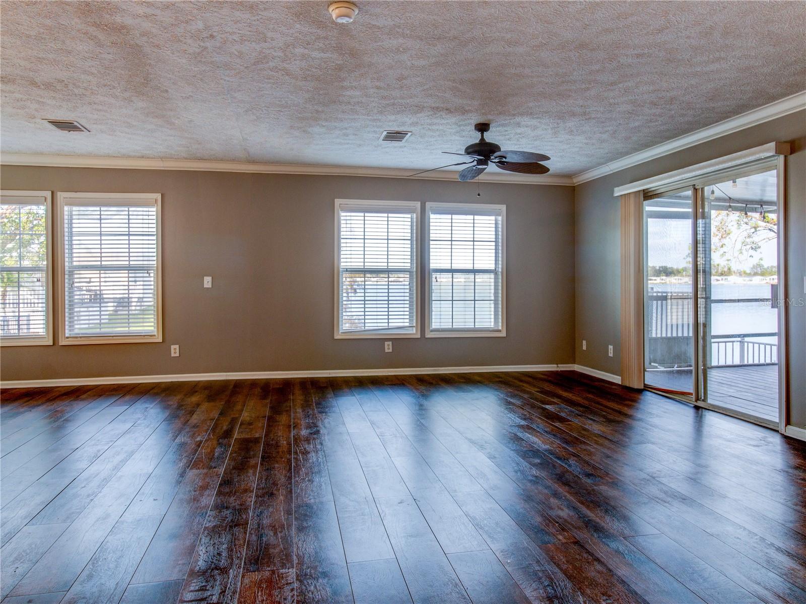 Waterfront Living Room with view North over the Lake