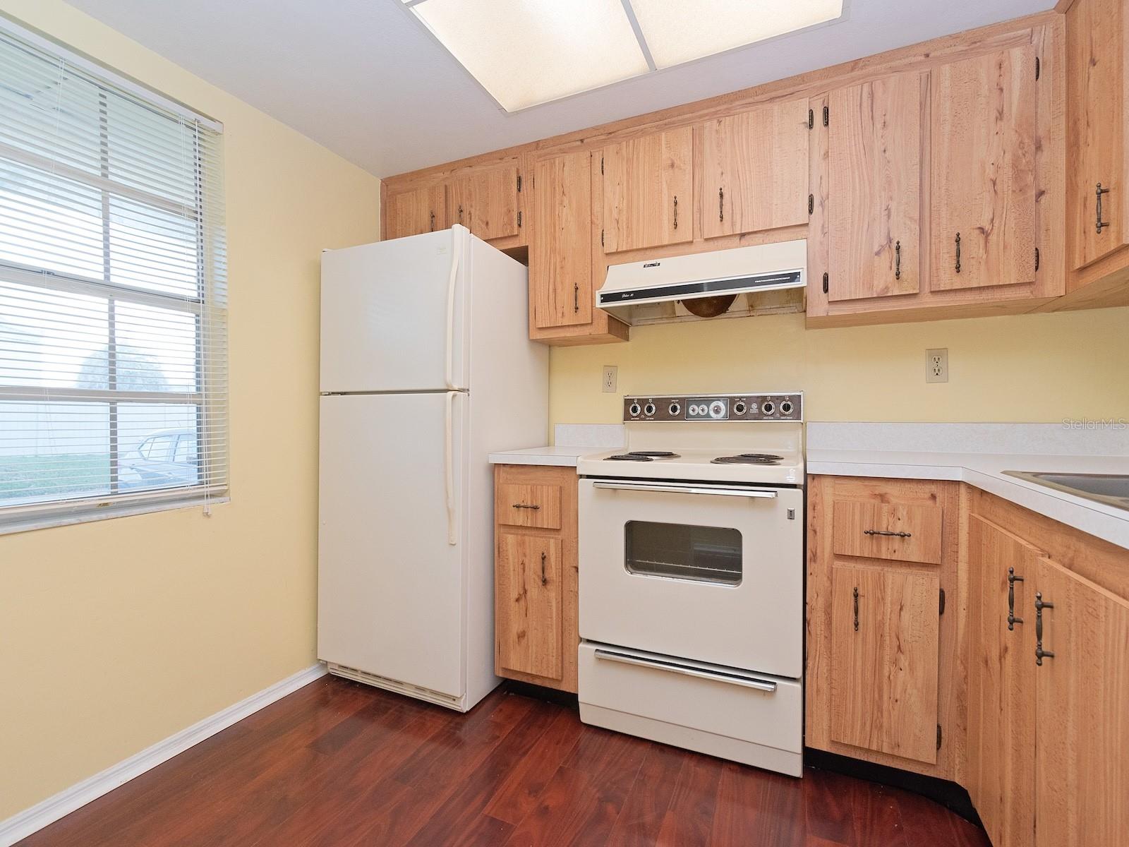 Natural light fills the kitchen