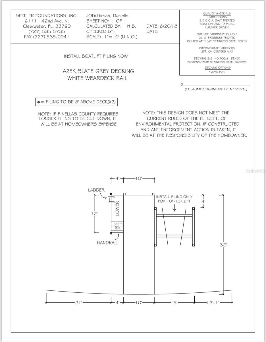 Dock architectural drawing with dimensions