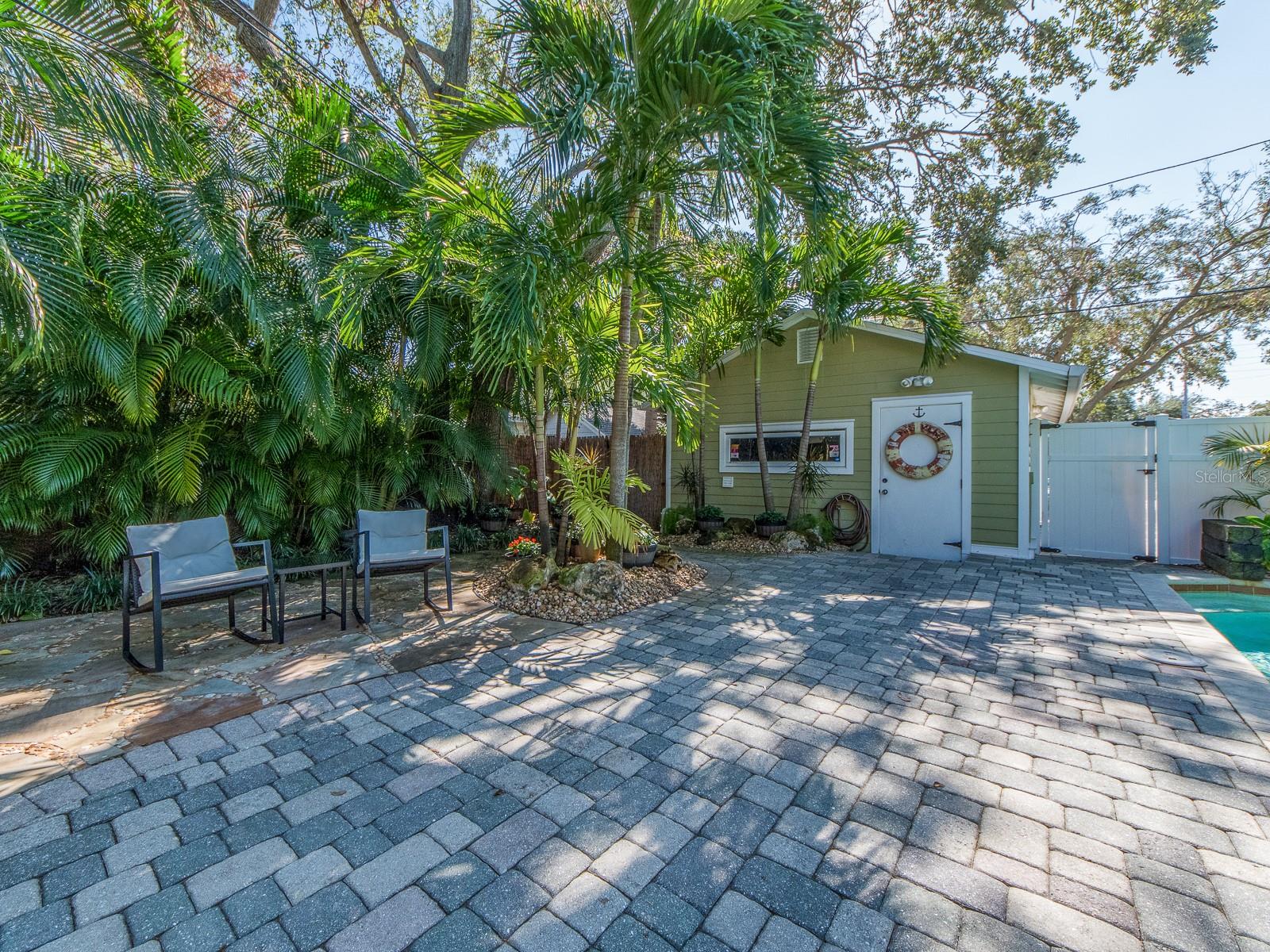 Pavers and garage