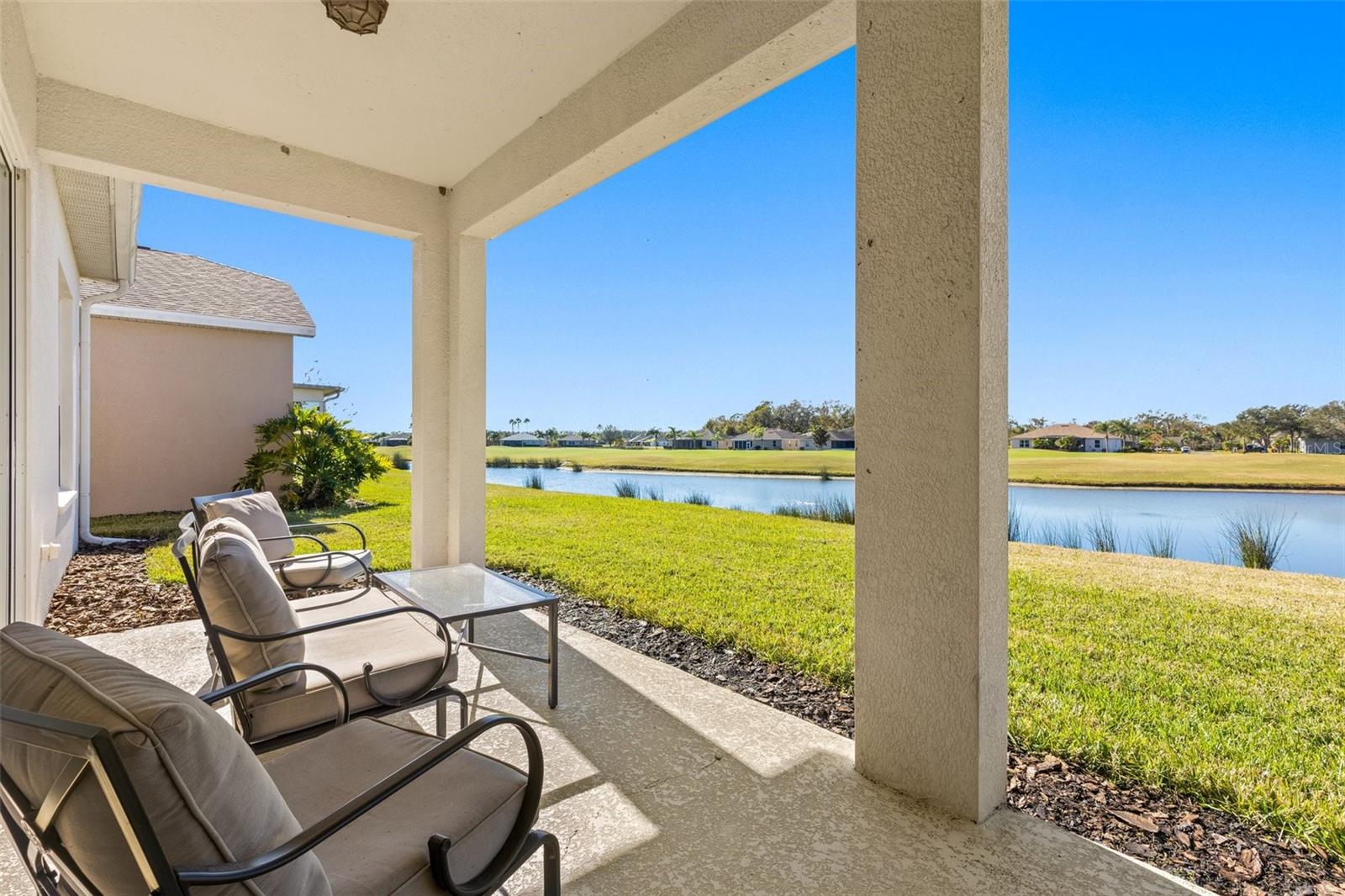 Outside covered porch.