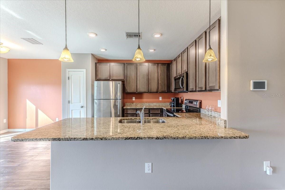 Breakfast Bar with Pendant Lighting