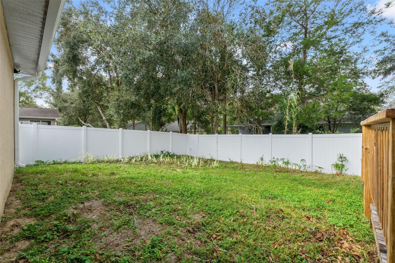 Fully fenced backyard