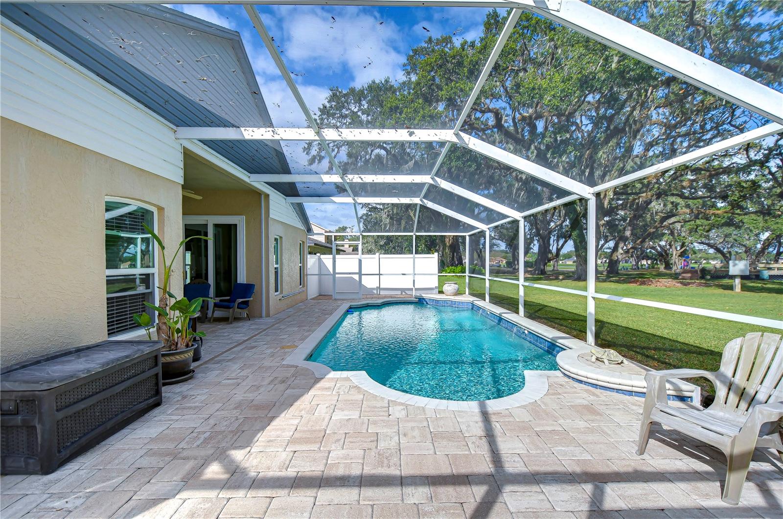 Resurfaced pool and beautiful pavers!