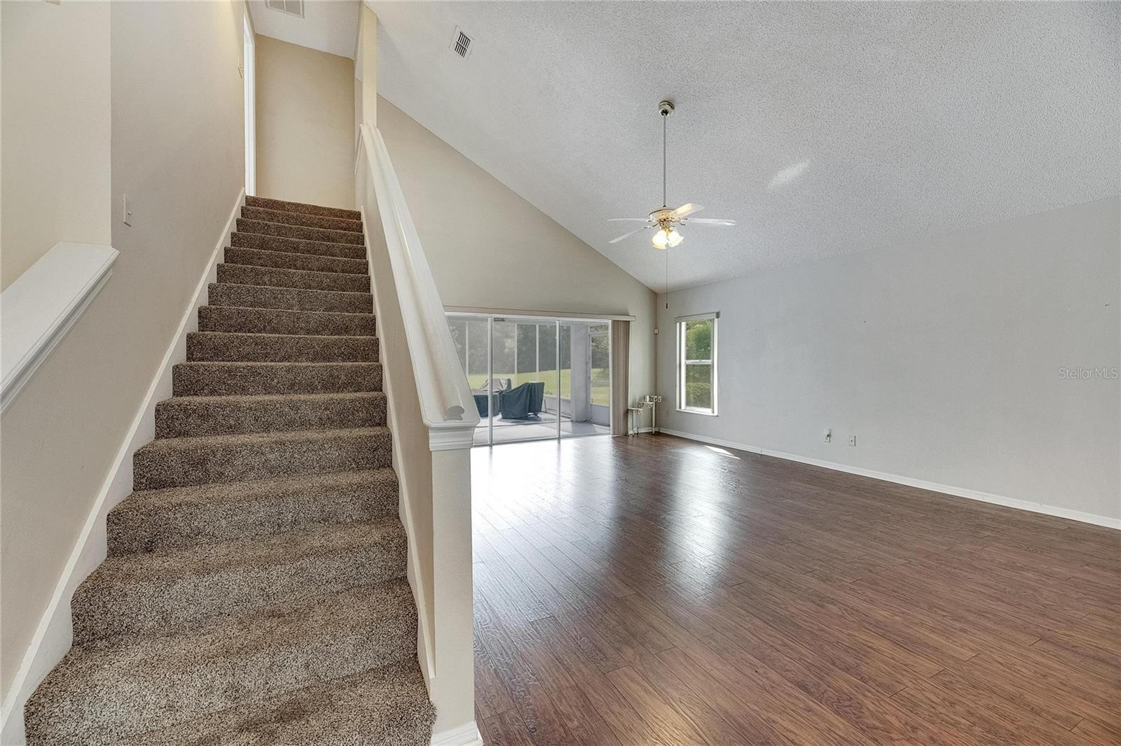 Stairs to loft space/3rd bed & bath