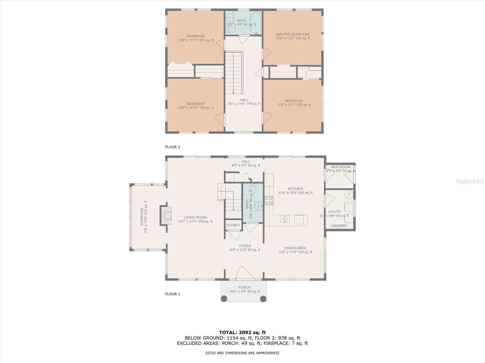 Entire home floor plan w/ room dimensions