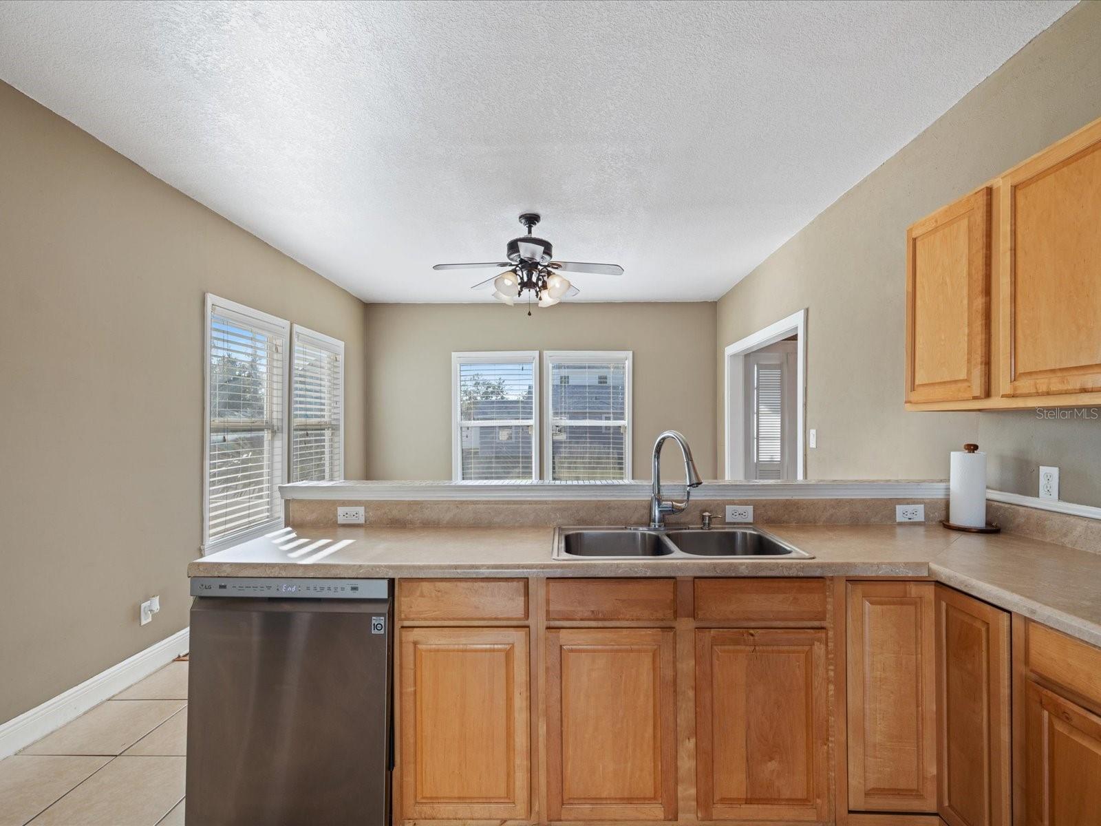 Kitchen overlooking the dining room