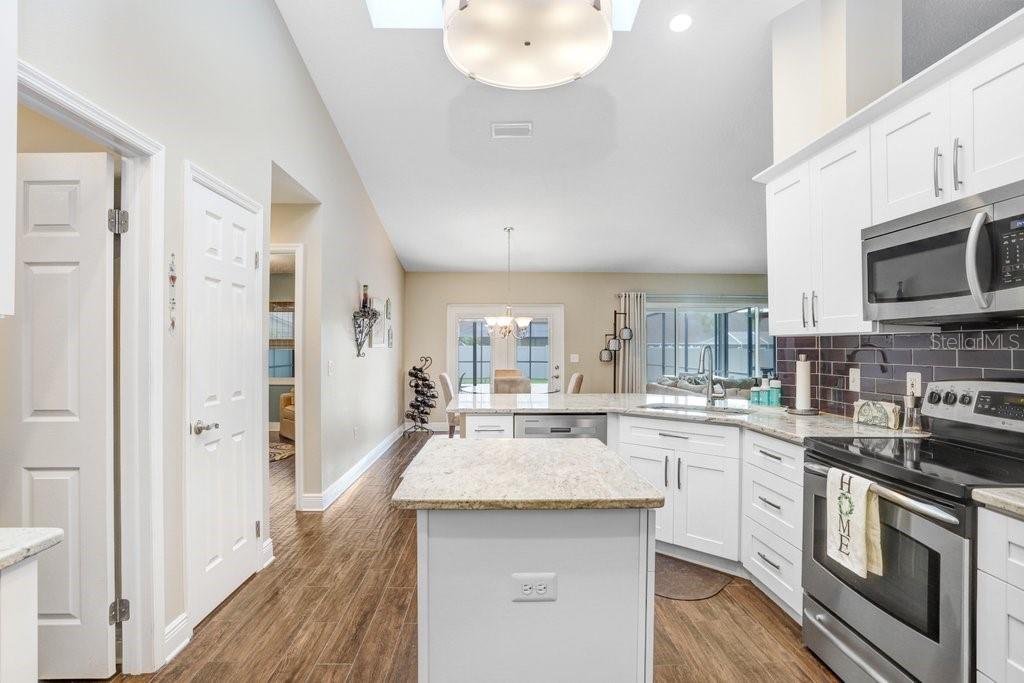 The kitchen was updated with new cabinets, granite counters, new appliances, and a Farm Sink in 2019!