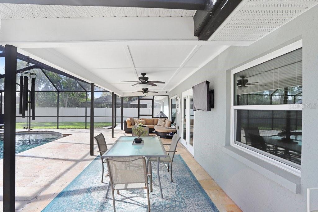 The pool and patio were redone in 2017. New pebble pool finish, new hot tub, new sunshelf, travertine tile, all new pool equipment, and added a pool heater too!