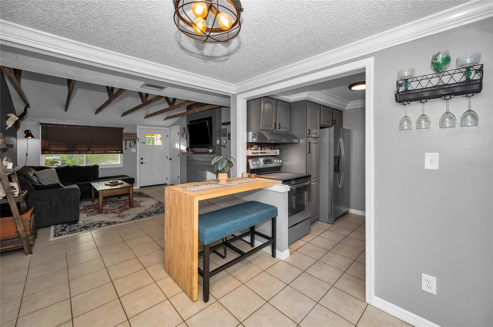 Kitchen Dining Area into Living Room