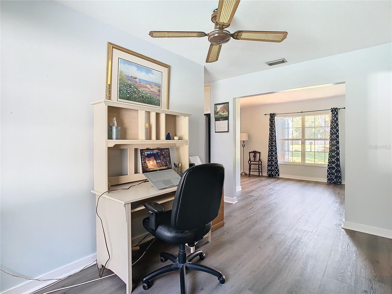 Dining room being used as a study