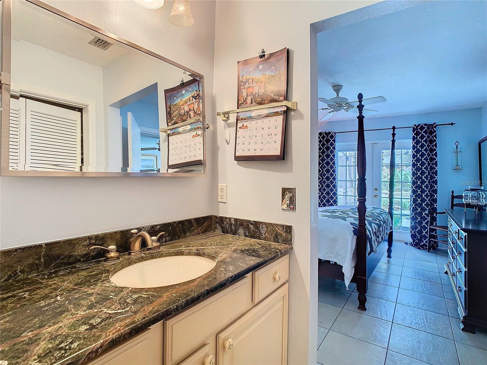 Split master vanity at walk-in closet