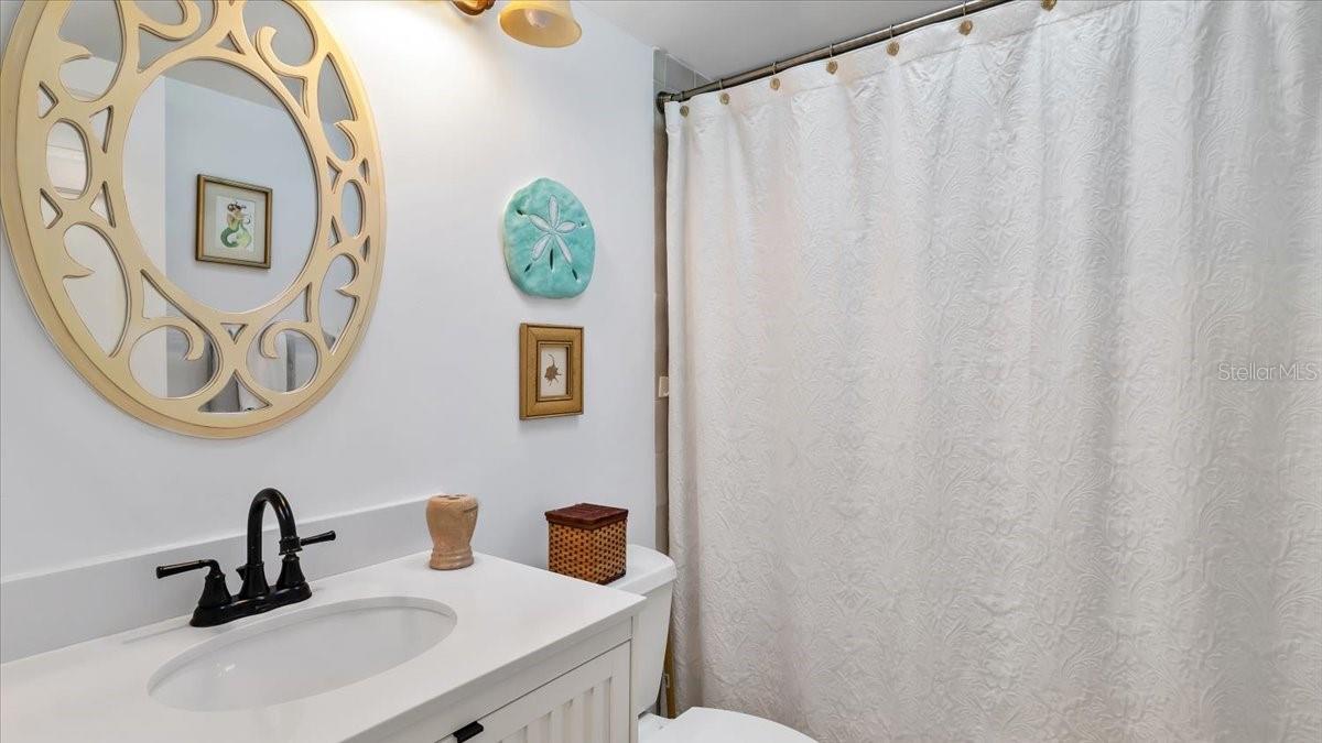 Hall bathroom with new vanity.