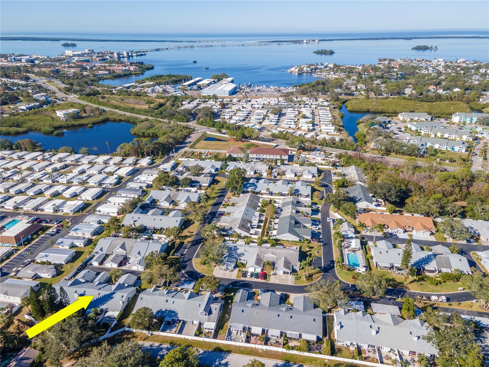 Aerial view of local area.  Dunedin Causeway is a short drive or bike ride from the villa.