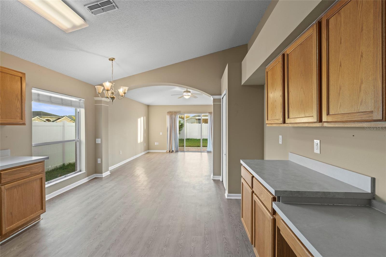 Kitchen with Dinette area overlooking Family room