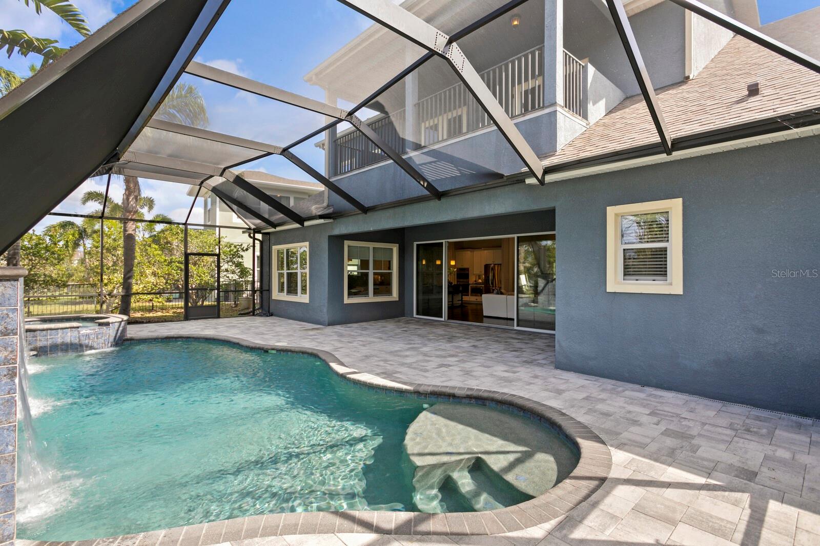 Large covered space on the lanai for shaded outdoor living