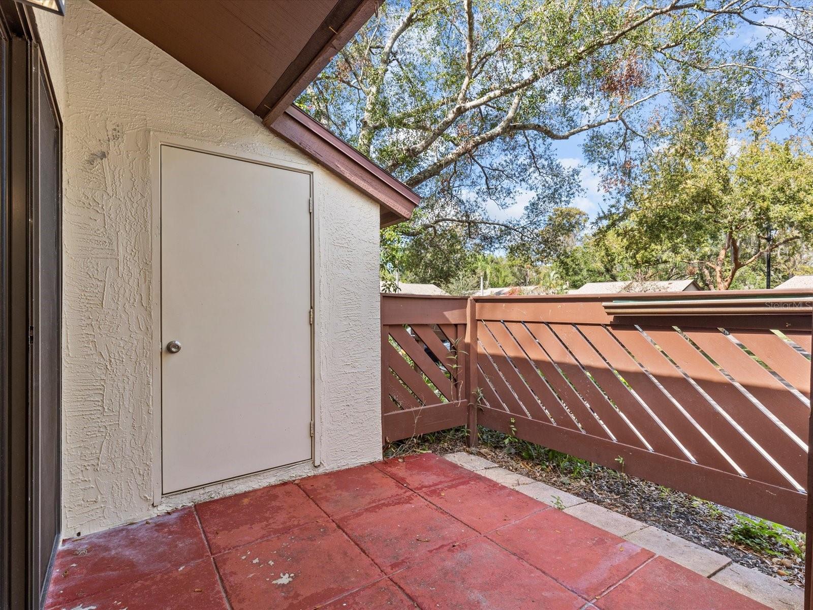 front porch outside the kitchen and storage space