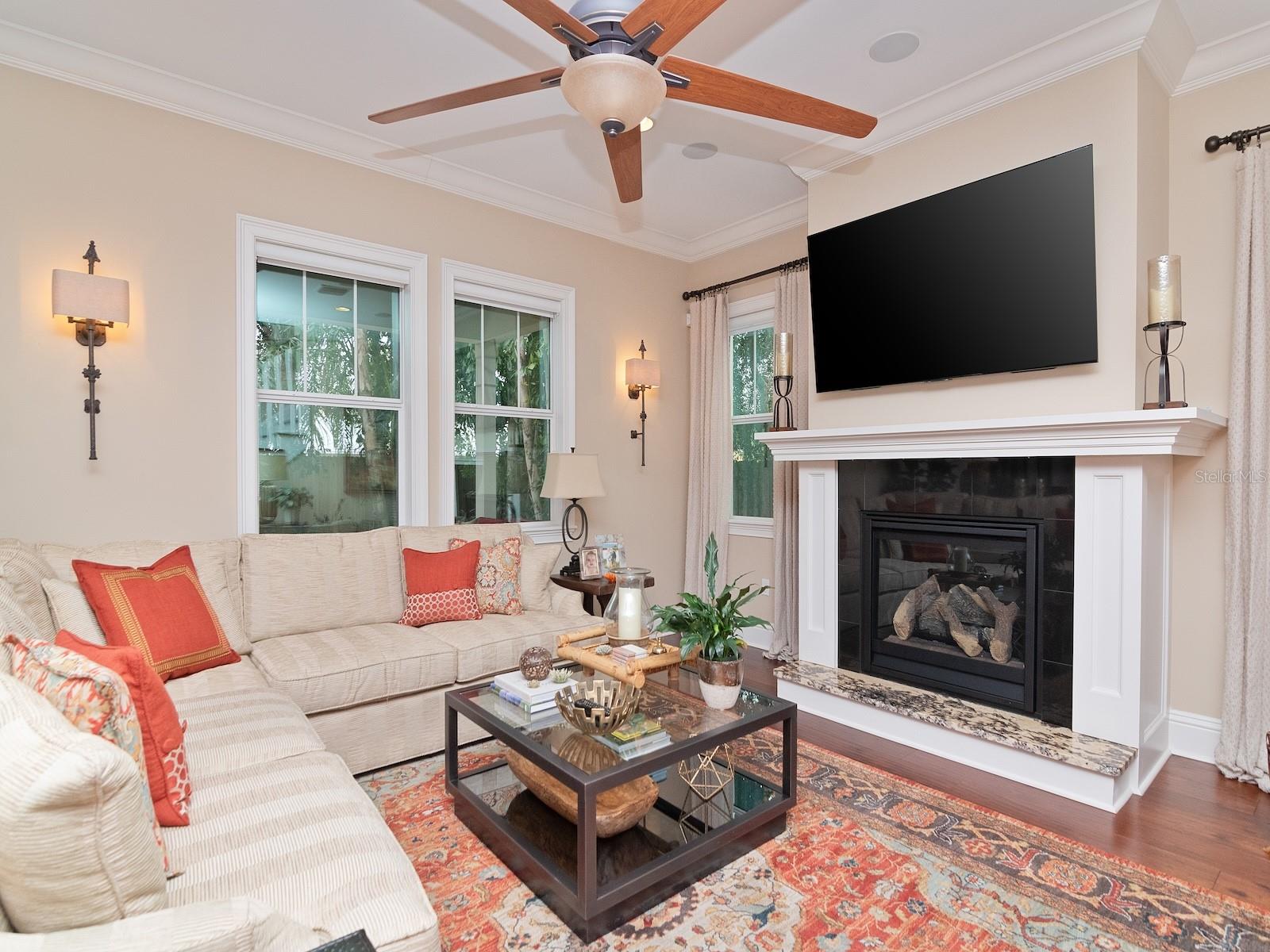 Gas fireplace in family room