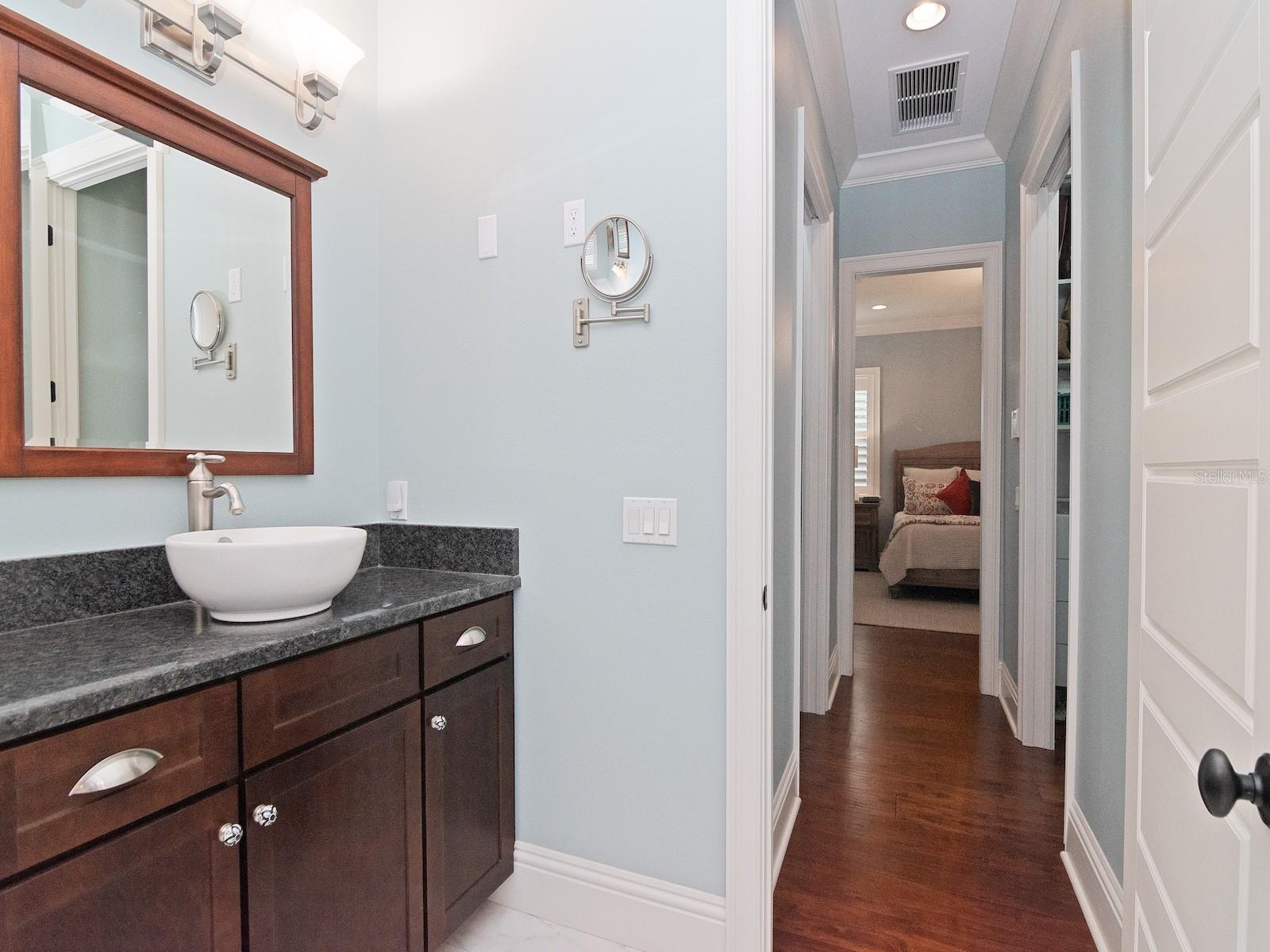 Well designed double closets off primary bedroom.