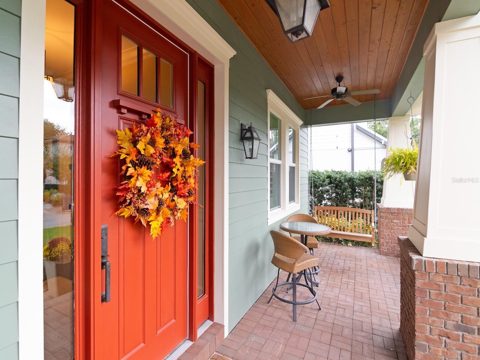 High porch ceilings, fans and tongue and groove ceiling make the front porch a dream.