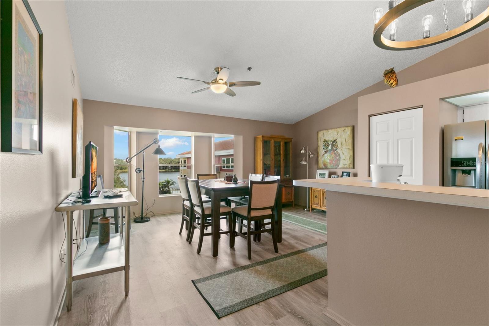 Dining area with water views