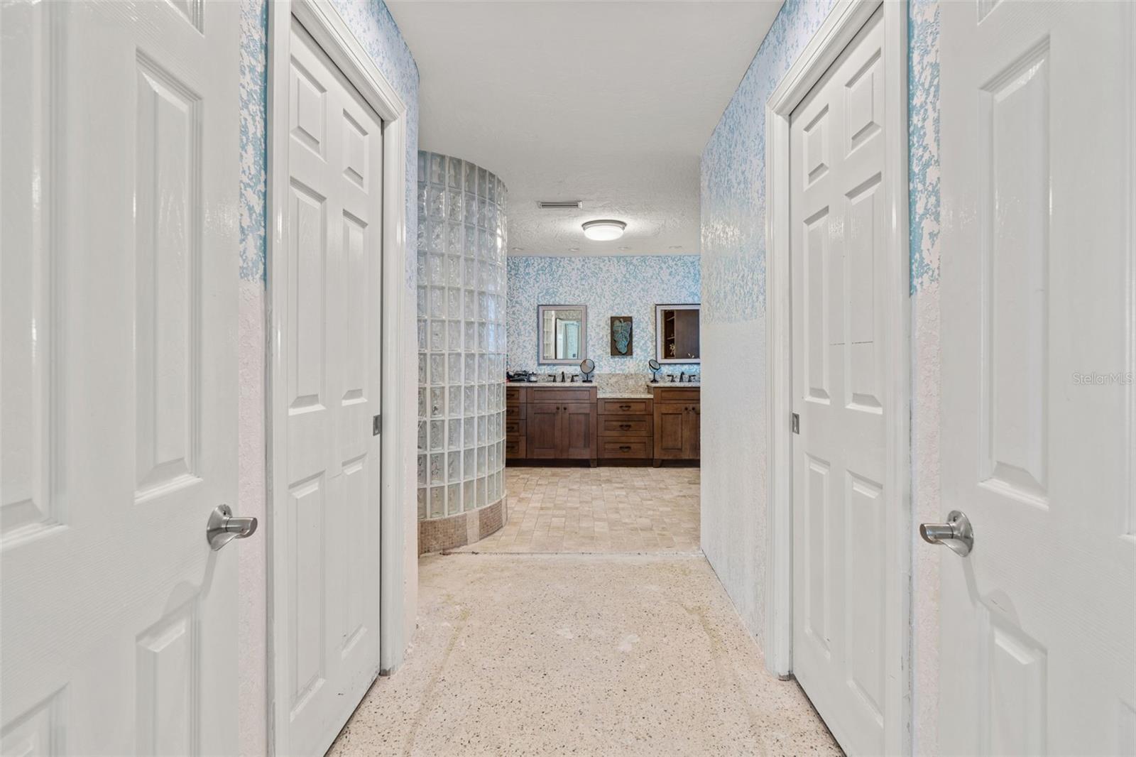 Walk-in closets into primary bath