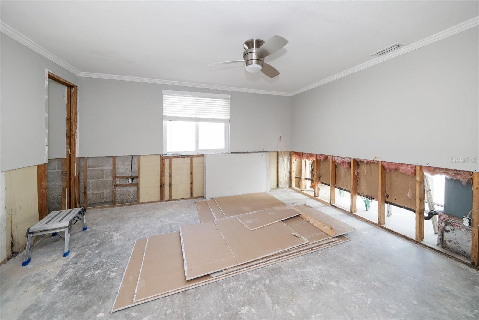 Master bedroom. Tile to be installed. Drywall to be installed, textured and painted