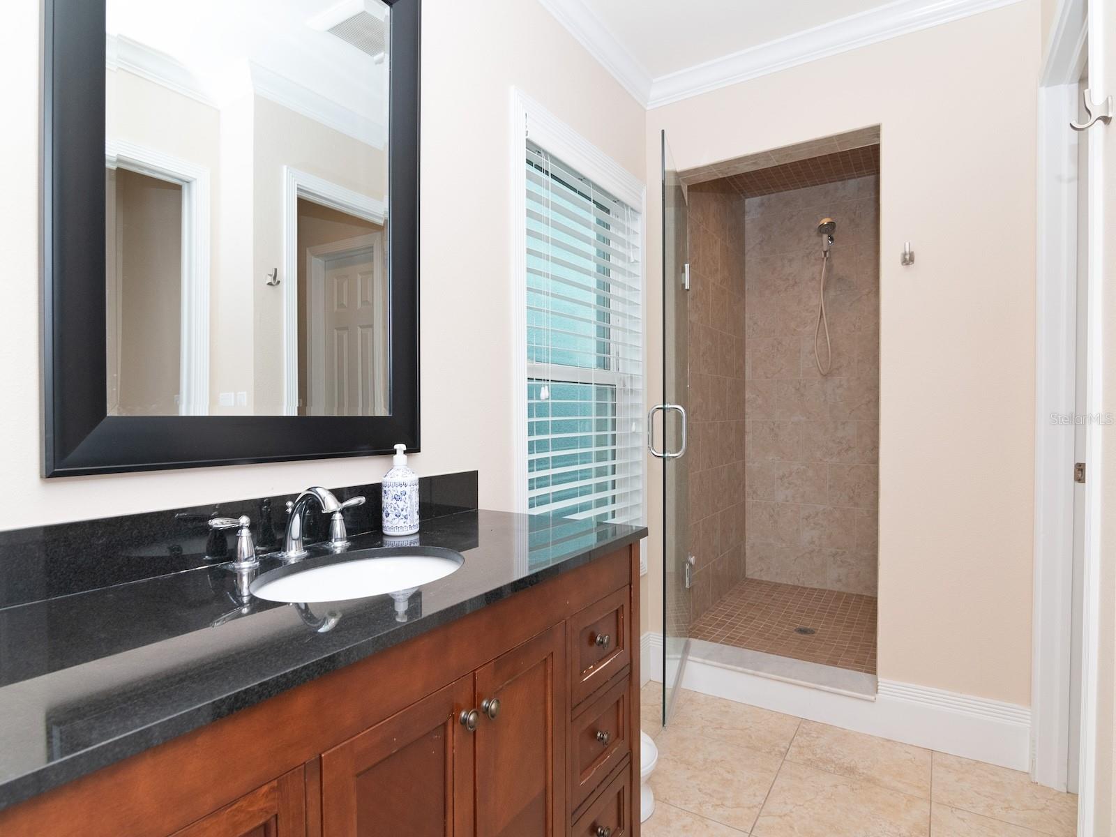 Second bathroom, added in 2016, that services guests and bedroom 2 and 3.