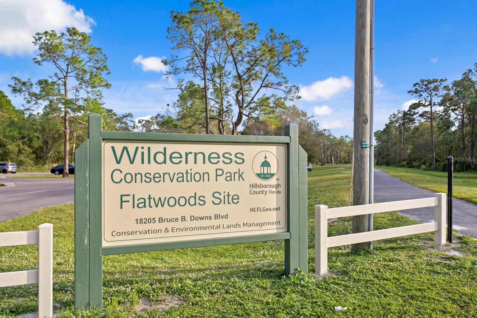 Enjoy visiting the Flatwood Site Wilderness Conservation Park located just across Bruce B Downs from this community