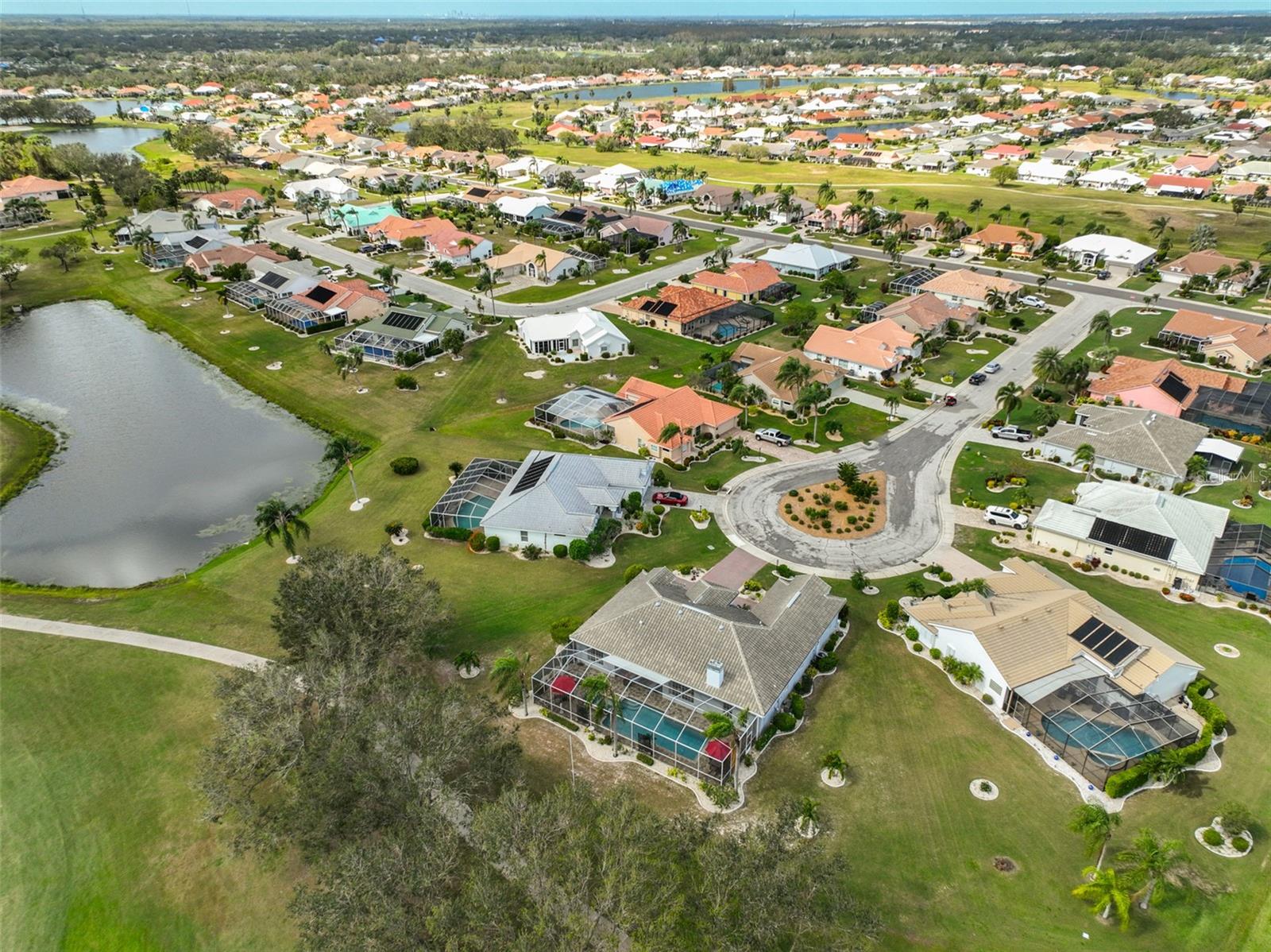 Aerial End Of Cul de SacGolf Course & Pond View