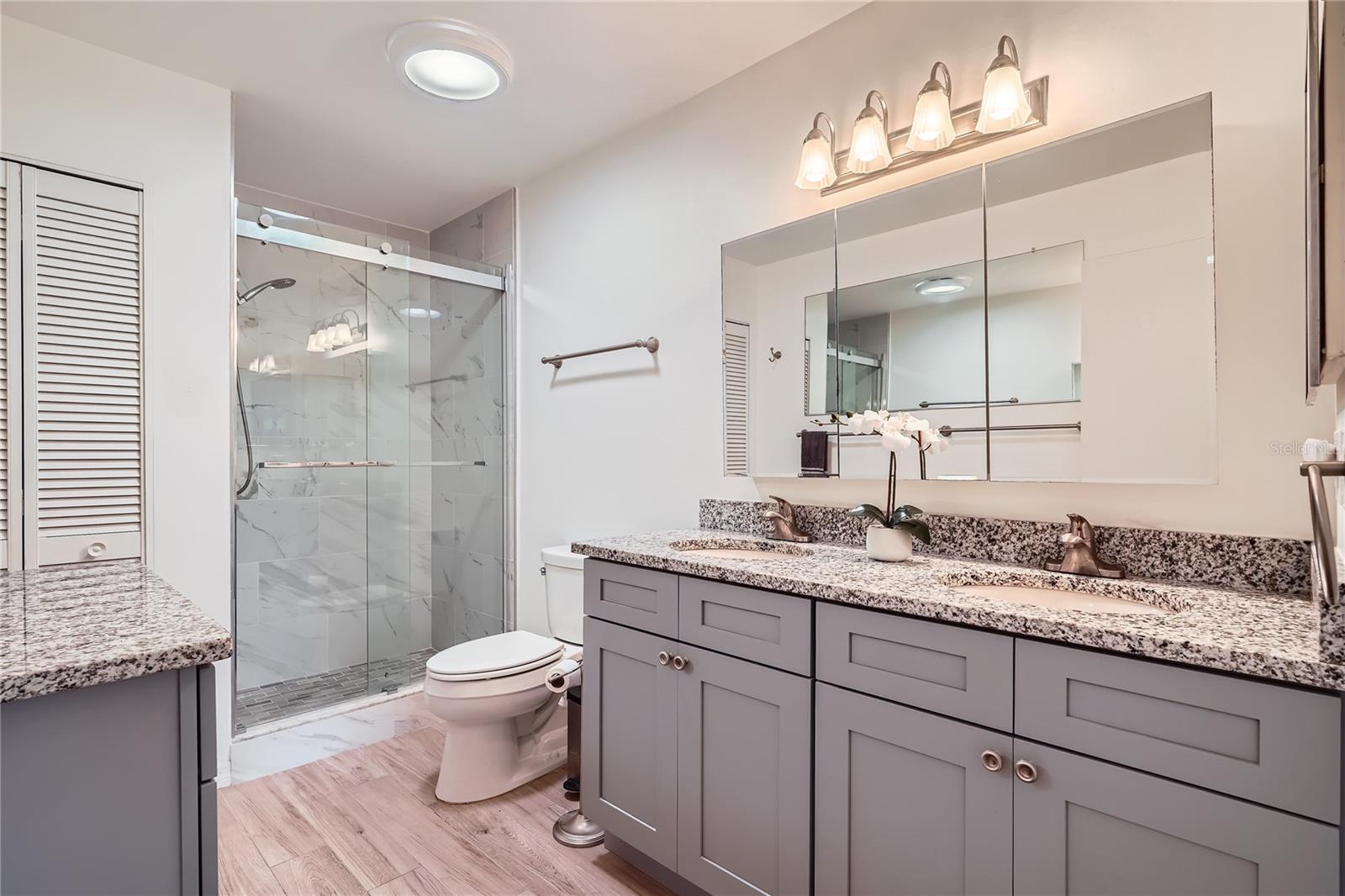 Updated primary bathroom 1321 Bluewater Drive in Active Adult Sun City Center