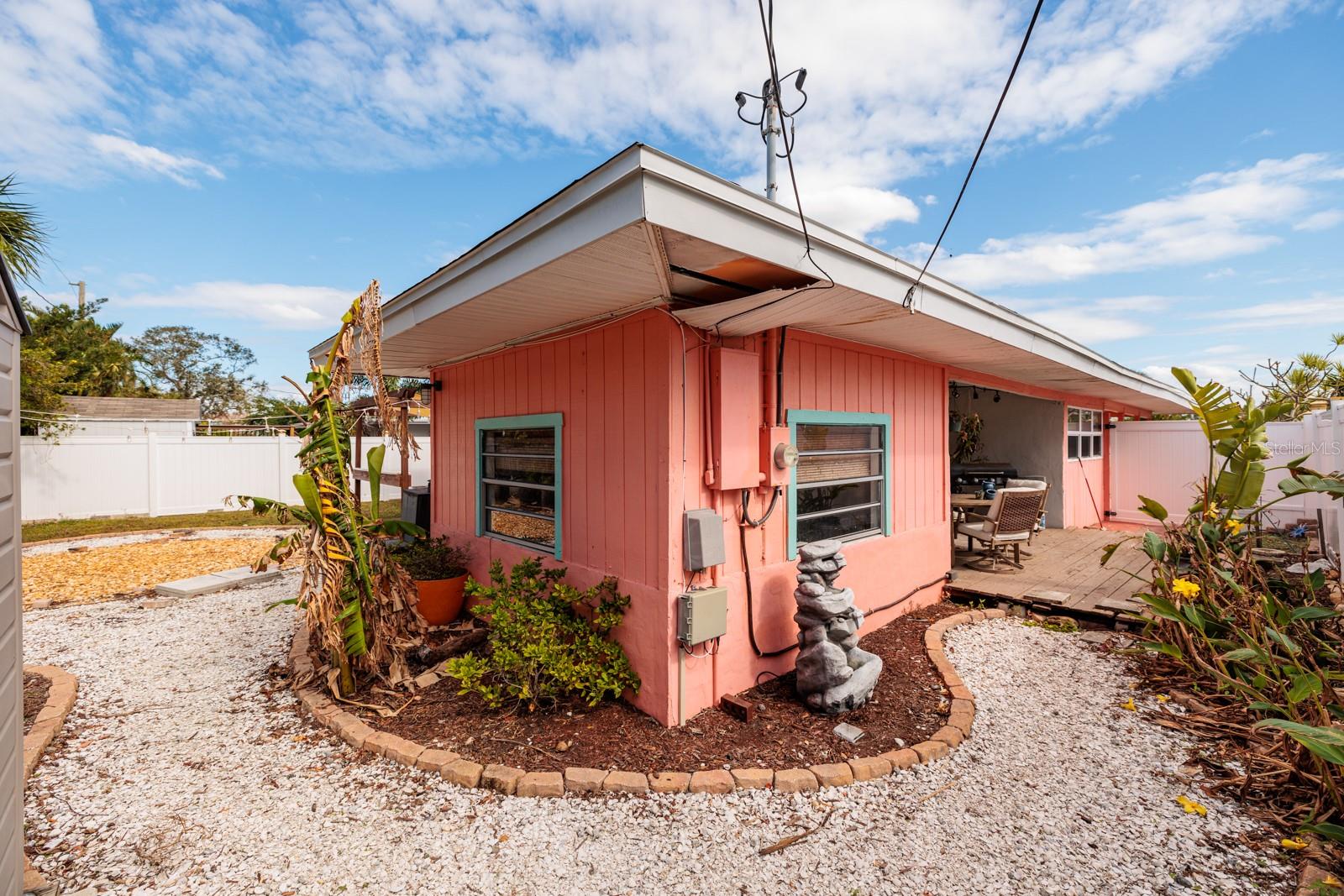 Side yard and back yard