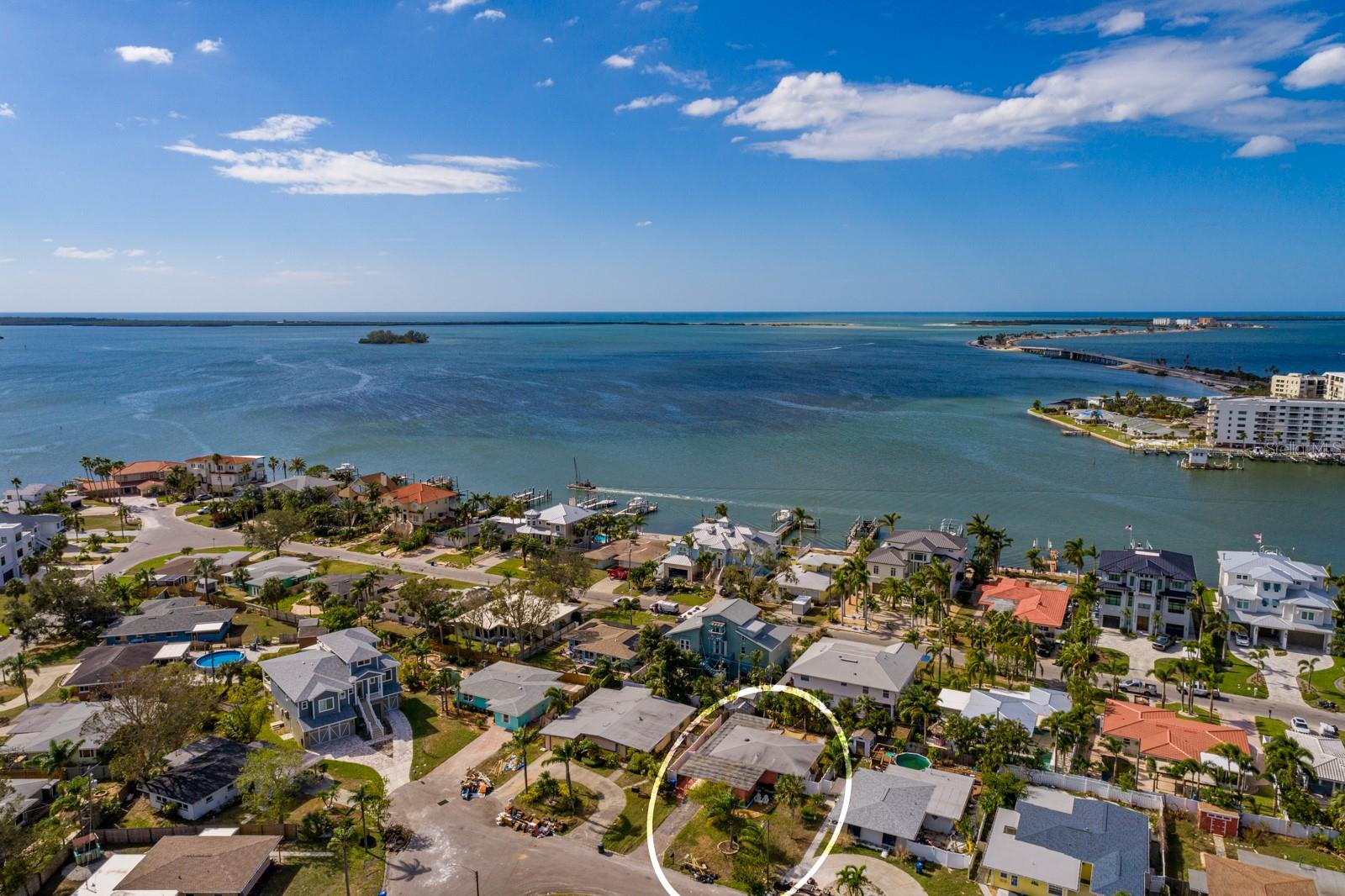 Arial View towards Caladesi Island and Gulf of Mexico