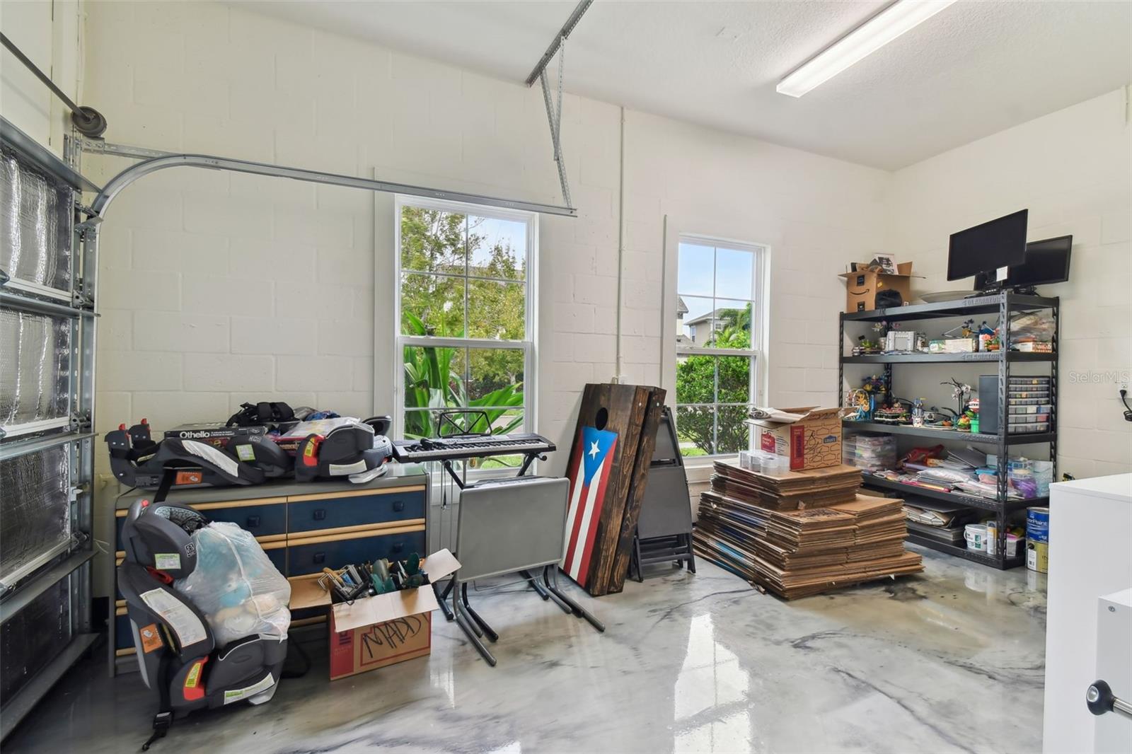 1-car Garage being used as studio w/epoxy floor