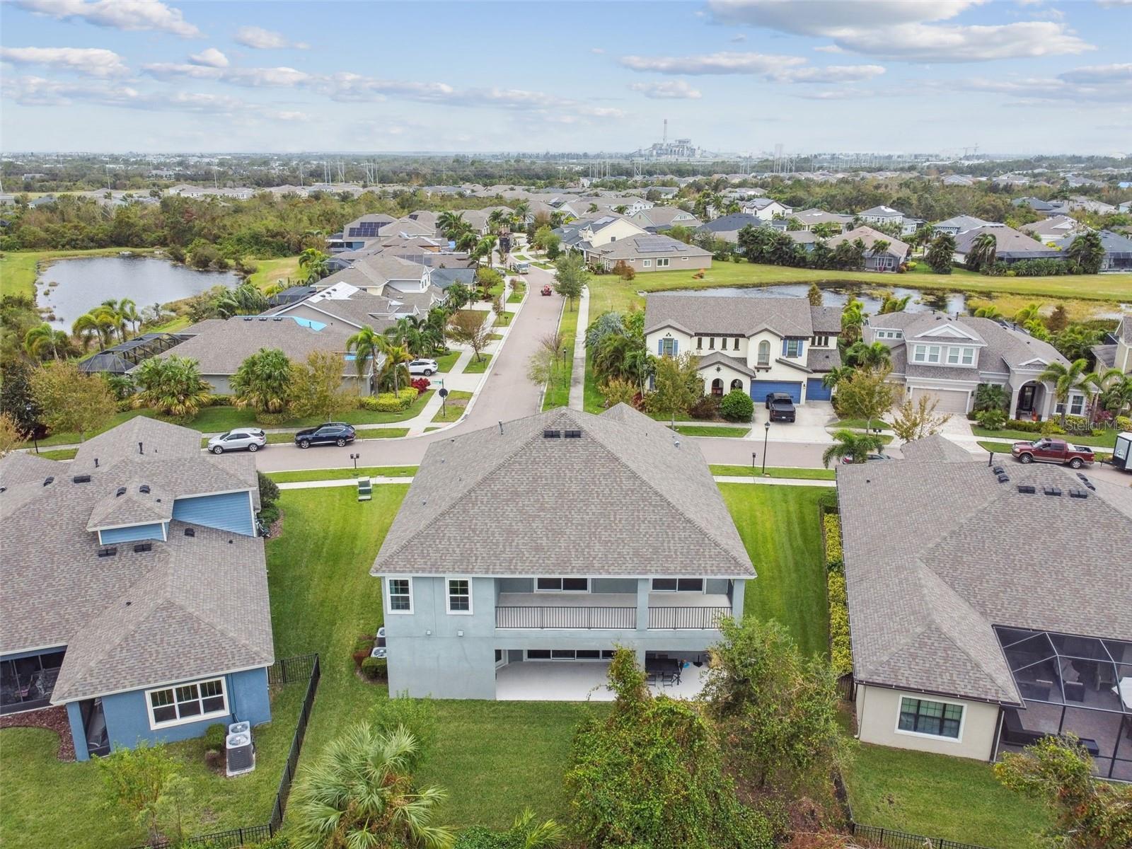 Aerial Backyard & Rear of Home