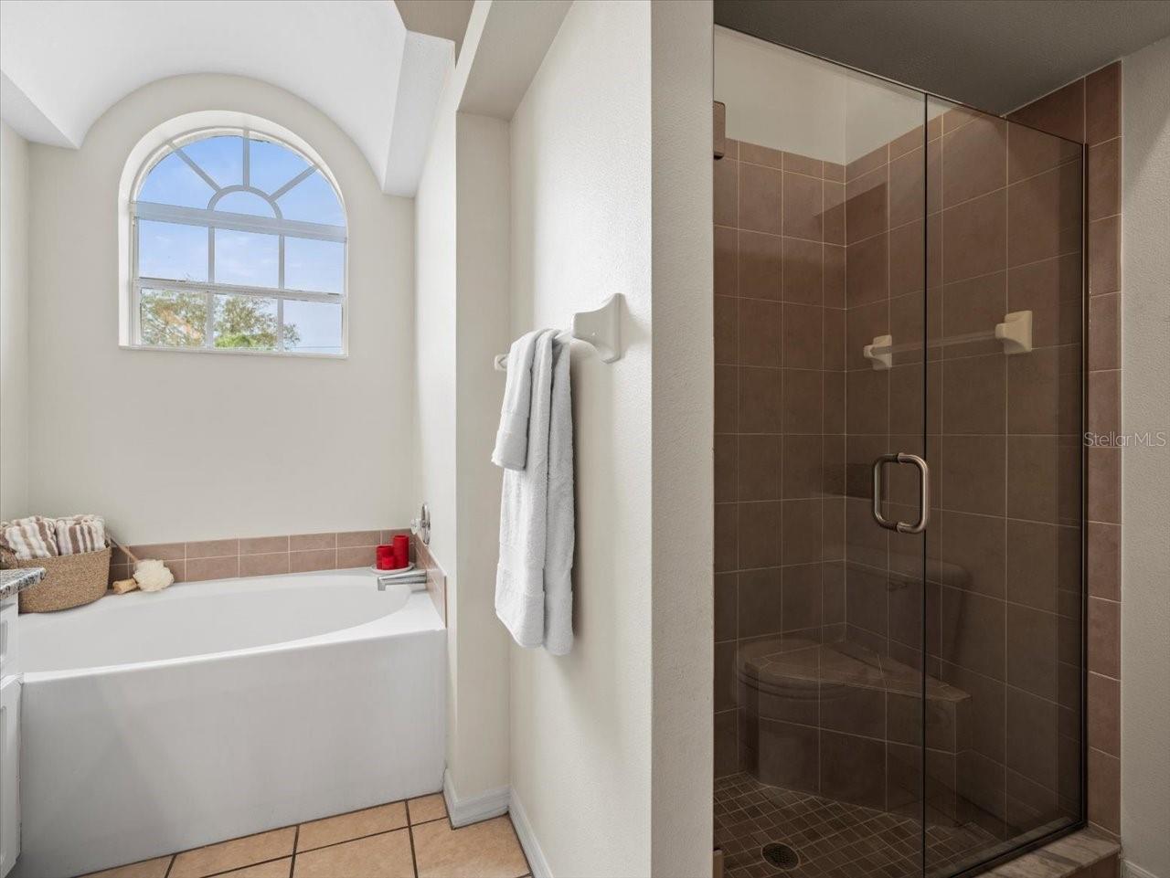 Oversized separate Shower with glass enclosure