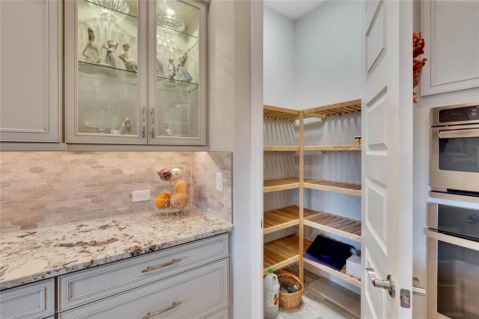 Custom wood shelving in Pantry