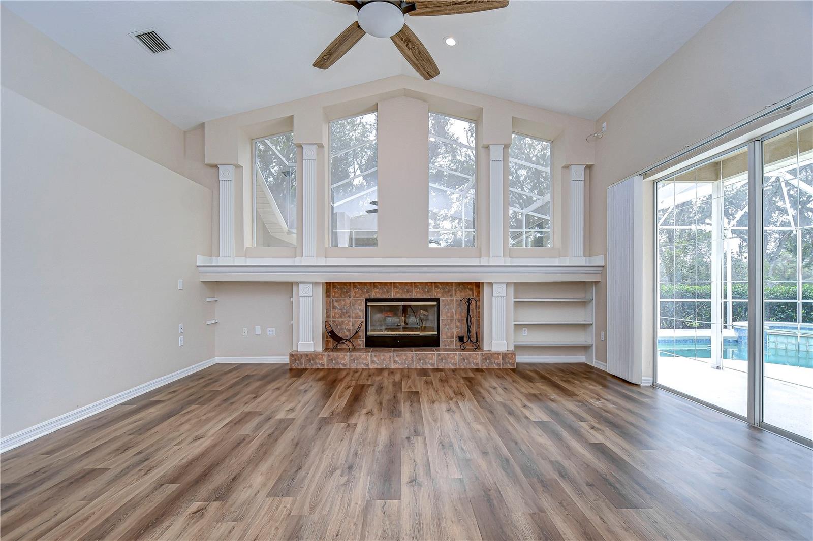 Huge family room with cozy fireplace!