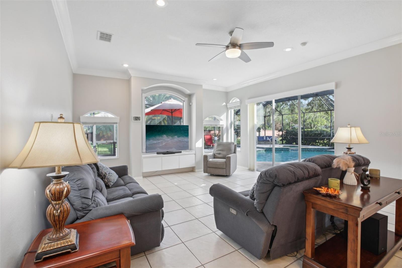 The family room with pool views as well.