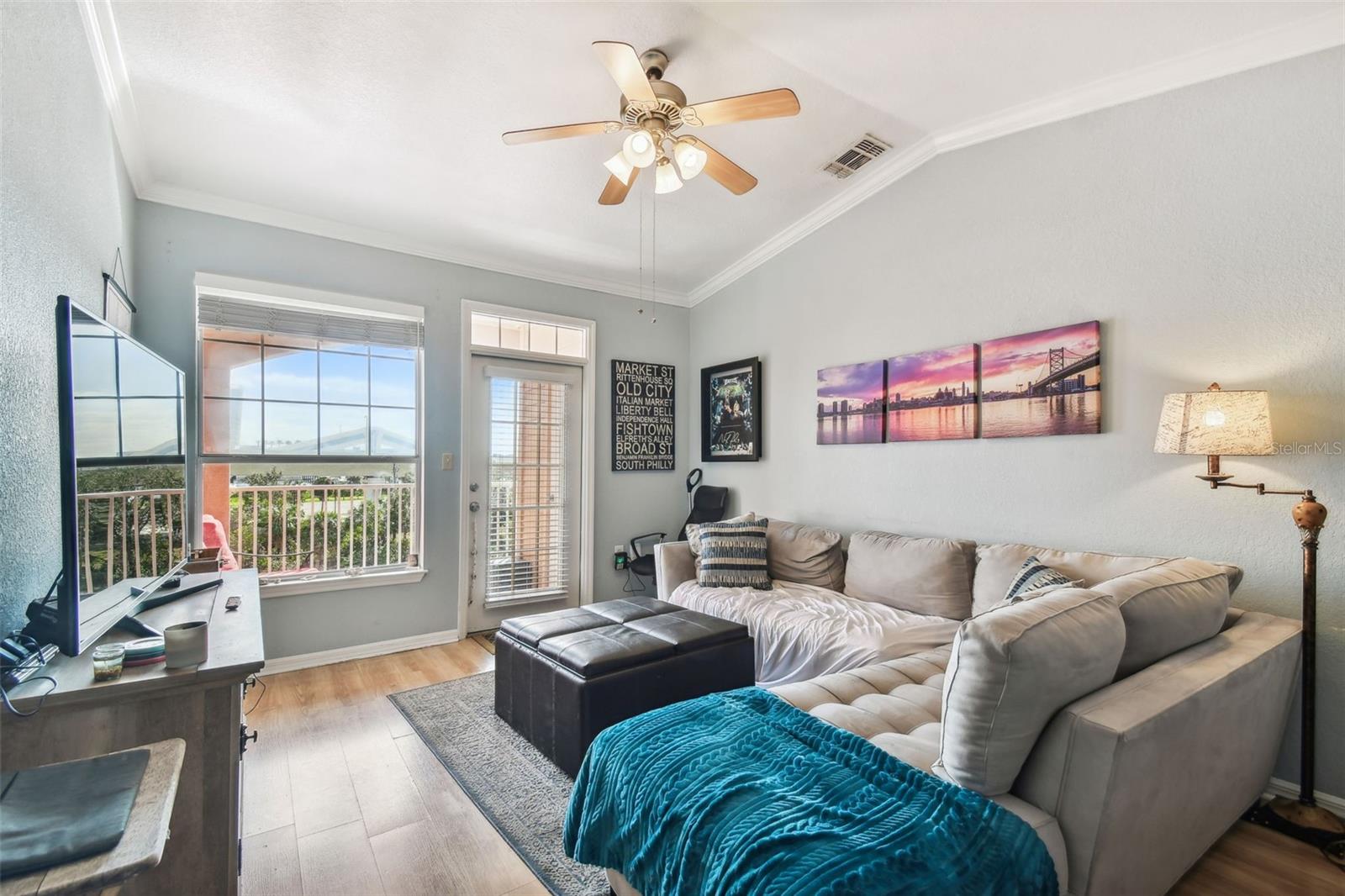 Spacious Living Room with Balcony Access