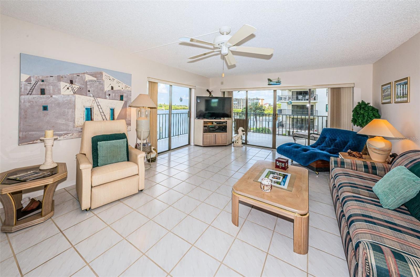 .. Nice Shot of Living Space.. Corner Unit #301 is in the (1) Stack . Perfect Position for Winter Sun over the Wraparound Balcony Which has a 19 Foot Run in Both Directions.